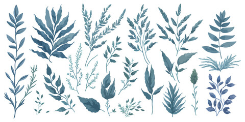 Herbaceous Hues. A Colorful Vector Set of Decorative Leaf Elements