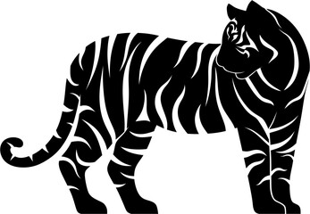 Fototapeta na wymiar tiger silhouette logo (black) on transparent background