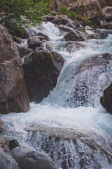 A waterfall (torrent de Navette) flowing in the Valgaudemar valley (Les Oulles du Diable hike)