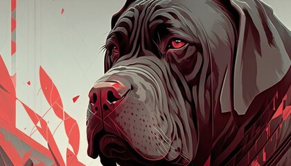 Neapolitan Mastiff dog Creative illustration. (Ai Generate) - obrazy, fototapety, plakaty