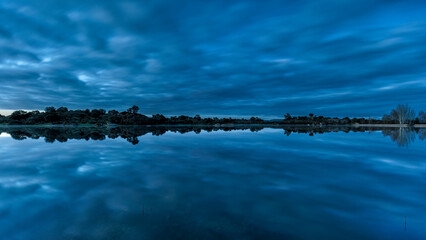 Landscape in the blue hour. Barruecos. Spain.