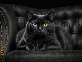 black cat on a black background, generative ai