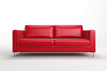 Mockup of a red sofa. Red sofa mockup realistic graphic for web design, isolated on white background. Generative AI