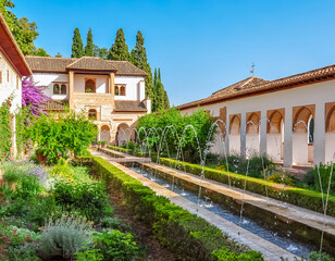 Fototapeta na wymiar Generalife gardens at Alhambra, Granada, Spain