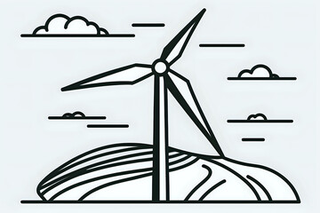 Wind generator renewable energy source illustration - generative AI Illustration