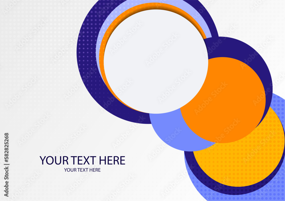 Poster colorful overlapping circles, modern abstract composition with shadows and text. geometric backgroun