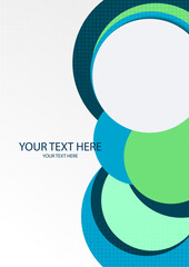 Colorful overlapping circles, modern abstract composition with shadows and text. Geometric background.