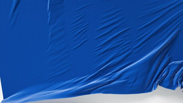 Blue drapery in motion. Uncovering background with luma matte and green chroma key 