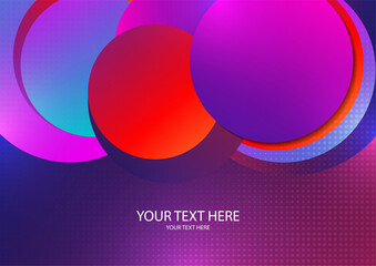 Colorful overlapping circles, modern abstract composition with shadows and text. Geometric background.