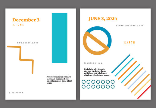 US Letter Flyer Template Very Minimal With Simple Bright Geometric Shapes