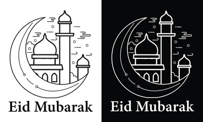 Eid Mubarak Typography and Calligraphy. Eid ul-Fitr, Eid ul-Adha. Religious holidays are celebrated by Muslims worldwide. Creative Idea, Concept Design Eid Mubarak. Colorful vector background T-shirt 