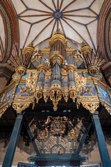 Fototapeta na wymiar Frombork cathedral organs are classified in the top five organ instruments in Poland. Castle and Cathedral in Frombork.