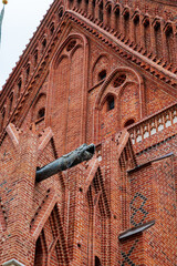 Gorgoyle gutter in Frombork cathedral, Poland. Nicolaus Copernicus famous astronomer lived and worked here.