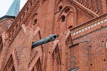 Gorgoyle gutter in Frombork cathedral, Poland. Nicolaus Copernicus famous astronomer lived and worked here.