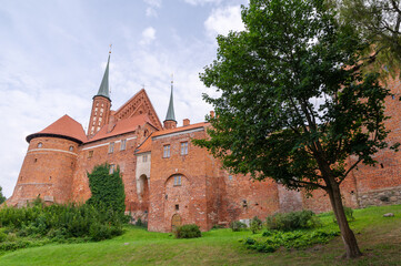 Fototapeta na wymiar Castle and Cathedral in Frombork, Poland. Frombork is famous the person of astronomer Nicolaus Copernicus where he lived and worked. 