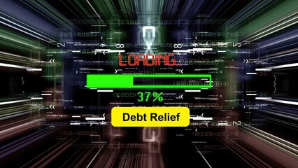 Debt reliaf loading progress bar on the screen