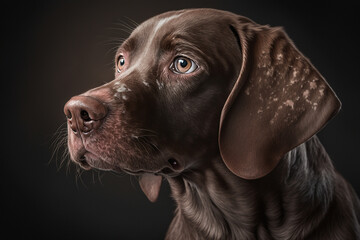 Captivating Image of a German Shorthaired Pointer Dog on a Dark Background