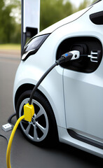 EV charging station for electric car in concept of green energy and eco power