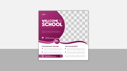 School Admission social media post, Back to school admission social media post, promotional banner template design. Build Your Career with us by social media