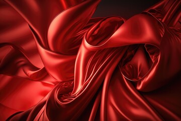 Obraz premium Red silk satin background. Abstract background luxury cloth or liquid wave or wavy folds.