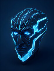 Künstliche Intelligenz ein blau leuchtender Roboter Kopf