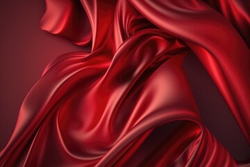 Obraz premium Red silk satin background. Abstract background luxury cloth or liquid wave or wavy folds.