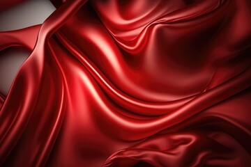 Fototapeta premium Red silk satin background. Abstract background luxury cloth or liquid wave or wavy folds.