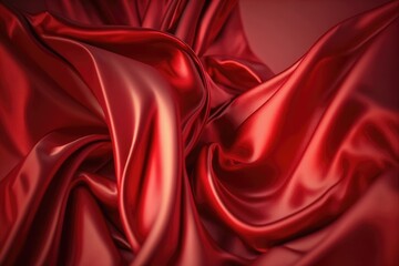 Obraz premium Red silk satin background. Abstract background luxury cloth or liquid wave or wavy folds.