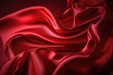 Fototapeta premium Red silk satin background. Abstract background luxury cloth or liquid wave or wavy folds.