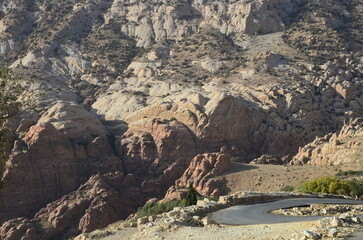 Panoramic view of the beautiful canyons and valleys of Dana Biosphere Reserve in Jordan