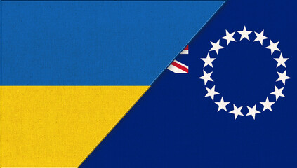 Flag of Ukraine and Cook Islands.Ukrainian and Cook Islands diplomatic relations
