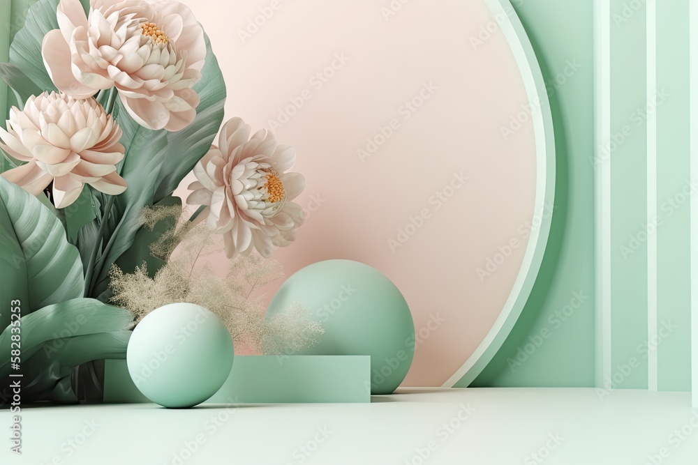 Poster background with abstract depth and realism, pastel colors for product display. generative ai