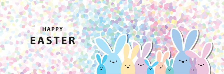 Easter banner- colorful bunny family