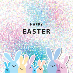 Colorful Easter card - bunny family