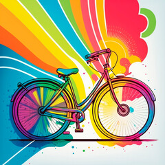 colorful bicycle in pop art style