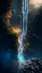 Fototapeta na wymiar mystical magical waterfall in the mountains