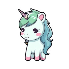 cute unicorn with transparent background created with generative AI technology