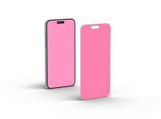 Render of smartphone and some separated screens floating on transparent background. ui ux app concept. 3d render