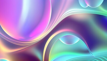 Abstract fluid iridescent holographic neon curved motion. Colorful purple, blue and yellow background 3d render. Gradient design element for backgrounds, banners, wallpapers, posters - Generative AI