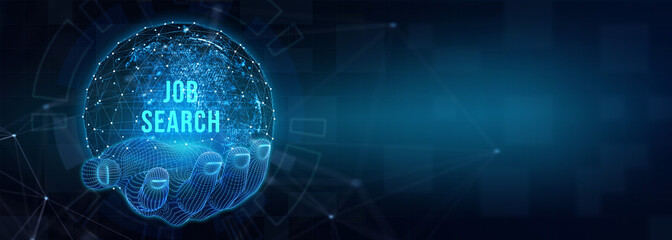 Business, Technology, Internet and network concept. Job Search human resources recruitment career. 3d illustration