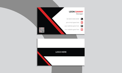 Simple and unique business card layout. Red and black Vector name card template.