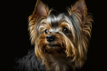 Capturing the Charm of Yorkshire Terriers: Adorable Dog on Dark Background