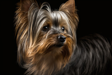 Capturing the Charm of Yorkshire Terriers: Adorable Dog on Dark Background