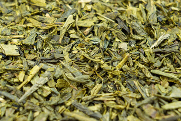 Dried sencha green tea leaves