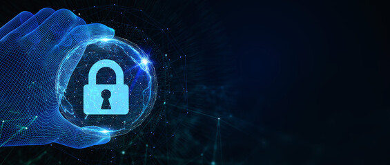 Cyber security data protection business technology privacy concept.  3d illustration