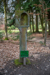 Bildstock Picture stick old monument at Englischer Garten Eulbach, Germany, vertical shot