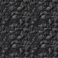 Seamless black crumbled rock, coal pattern background. Repeatable pattern background design.