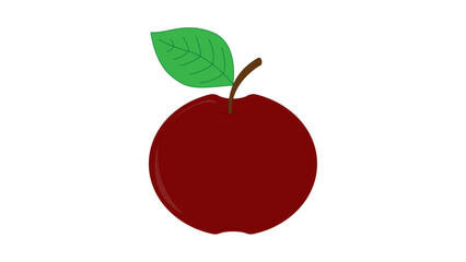 Delicious red apple with green leaf