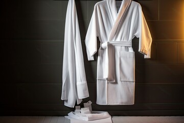 blank suffering white hotel robes. Generative AI