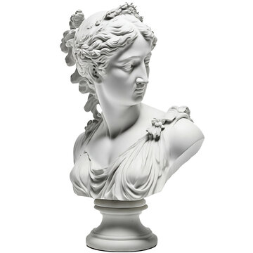 Antique statue on a transparent background, png, illustration or graphic resource for collages or posters. Generative ai.